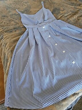 Cupshe Blue Gingham Button Front Midi Dress M Beach Dress Picnic Date